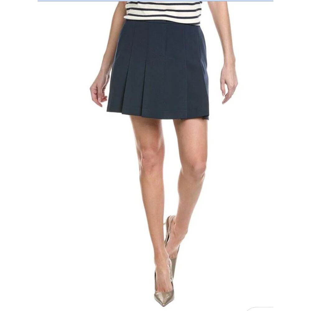 Kenneth Cole Dark Navy Pleated A-Line Mini Skirt Preppy NWT Size 6